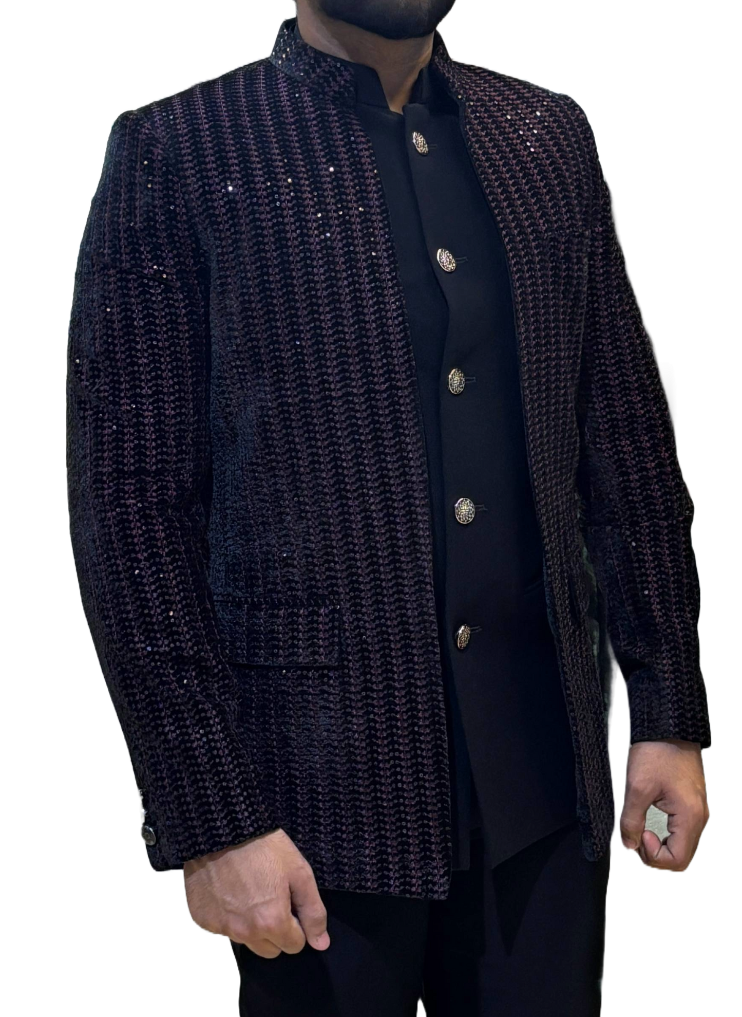 Exclusive Designer Layered Open Bandhgala