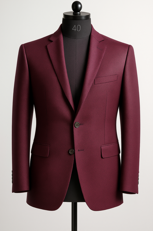 Classic Textured Maroon Blazer