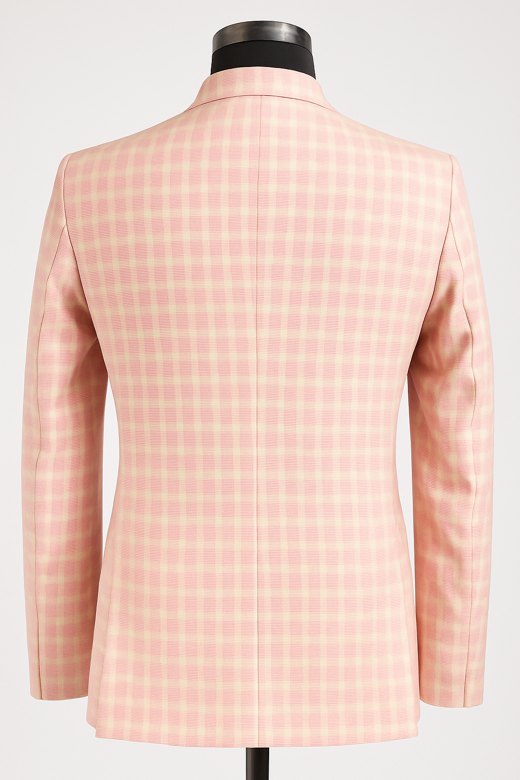 Refined Classic Checkered Light Pink Blazer