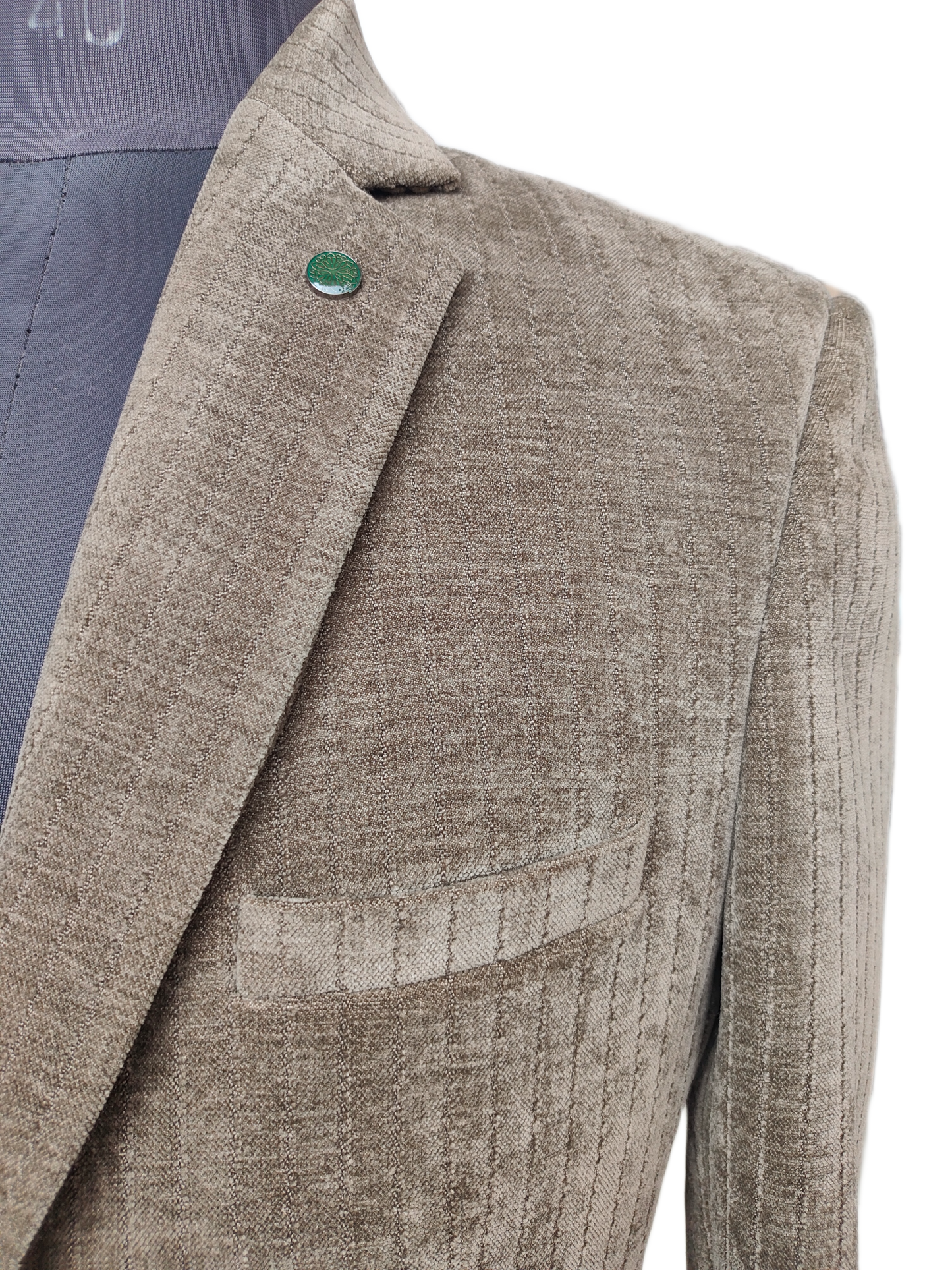 Exquisite Corduroy Taupe Green Blazer