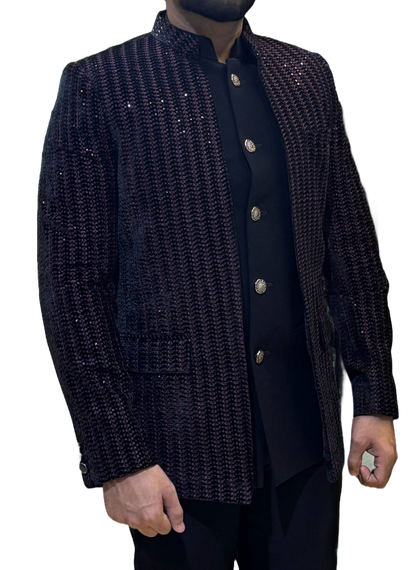 Exclusive Designer Layered Open Bandhgala