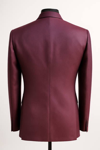 Classic Textured Maroon Blazer