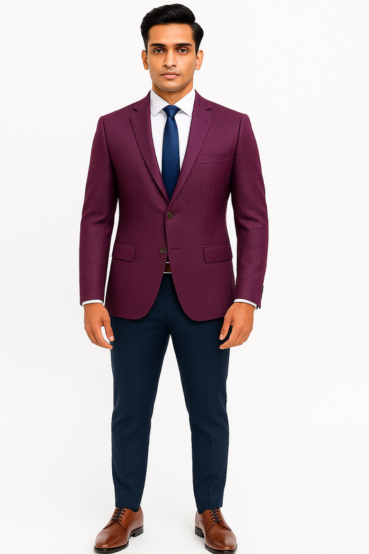 Classic Textured Maroon Blazer