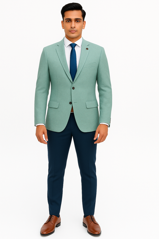 Stylish Aqua Light Green Blazer with sophisticated texture