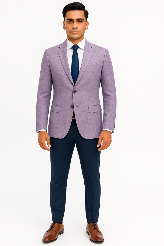 Contemporary textured Lavender White Blazer