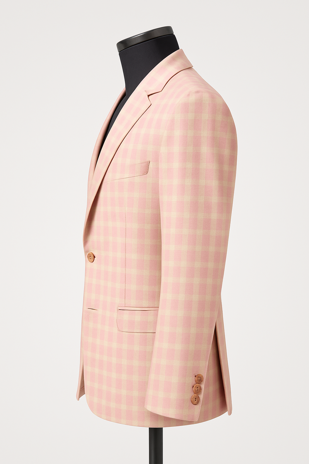 Refined Classic Checkered Light Pink Blazer