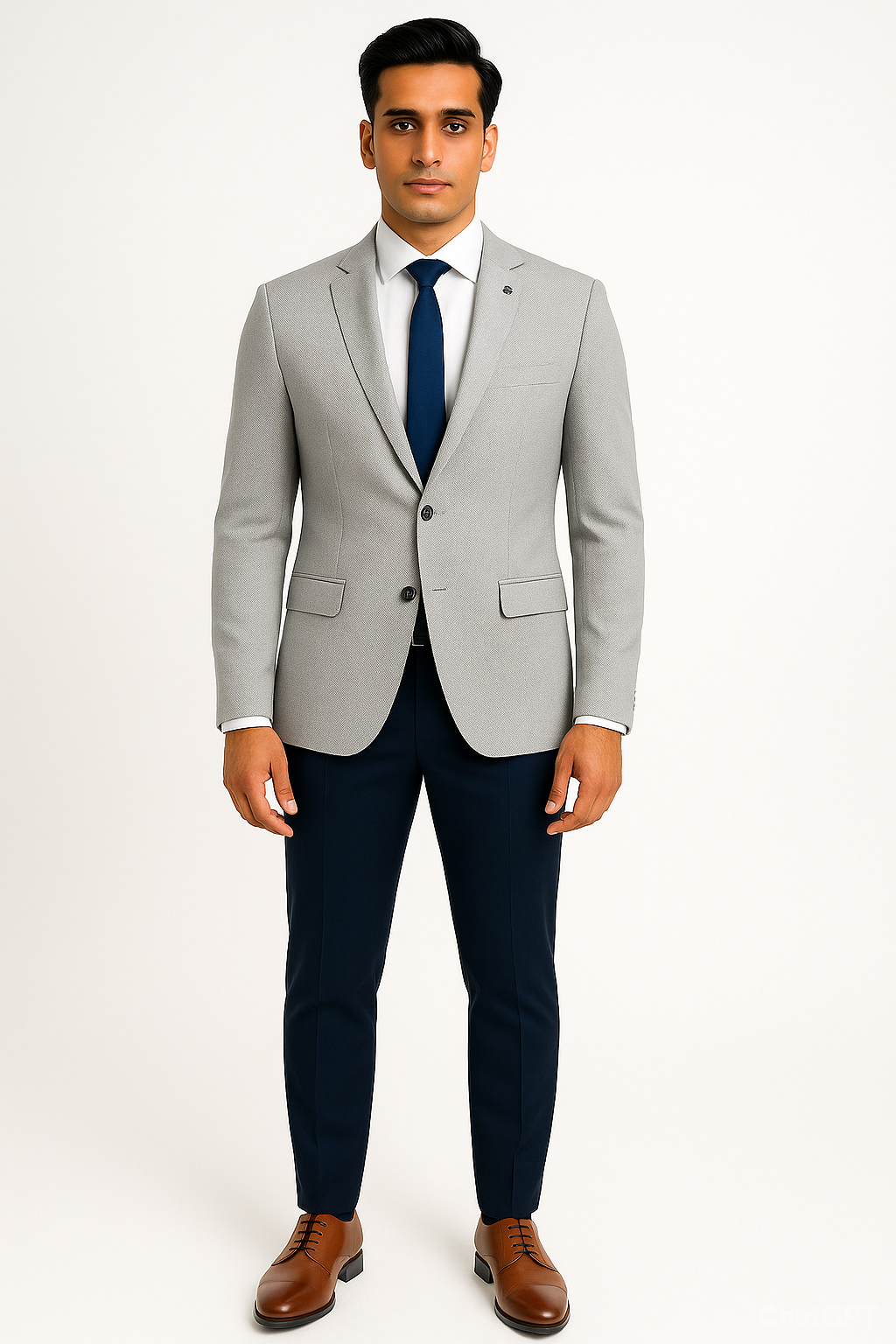 Elegant White Black Textured Blazer