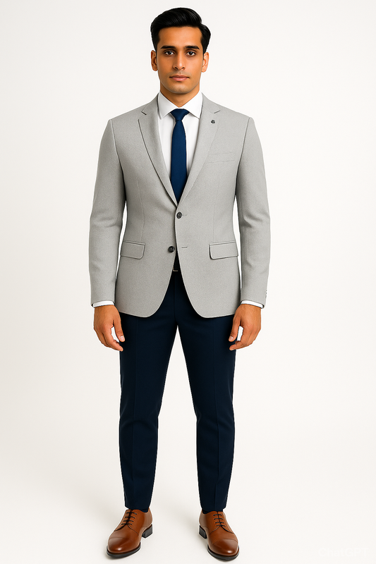 Elegant White Black Textured Blazer