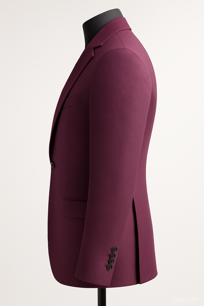 Classic Textured Maroon Blazer