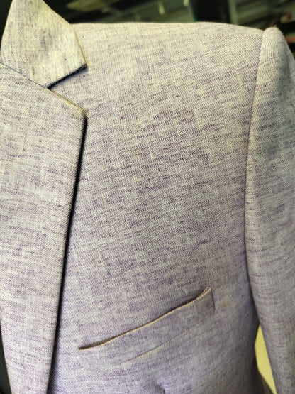 Contemporary textured Lavender White Blazer