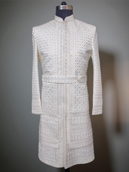 Majestic Designer White Sherwani