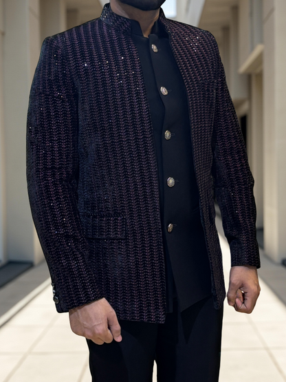 Exclusive Designer Layered Open Bandhgala