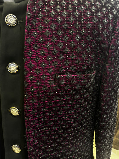 Ethnic Designer 3 Layers Open Bandhgala Maroon