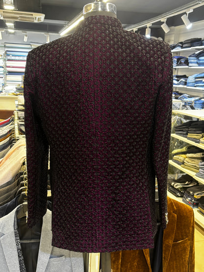 Ethnic Designer 3 Layers Open Bandhgala Maroon