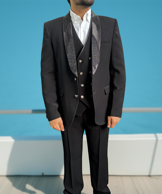 Ethnic Designer 3 Pc Suit Black