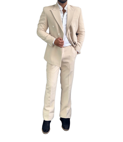 Premium Double Breasted Cream 2 Pc Suit