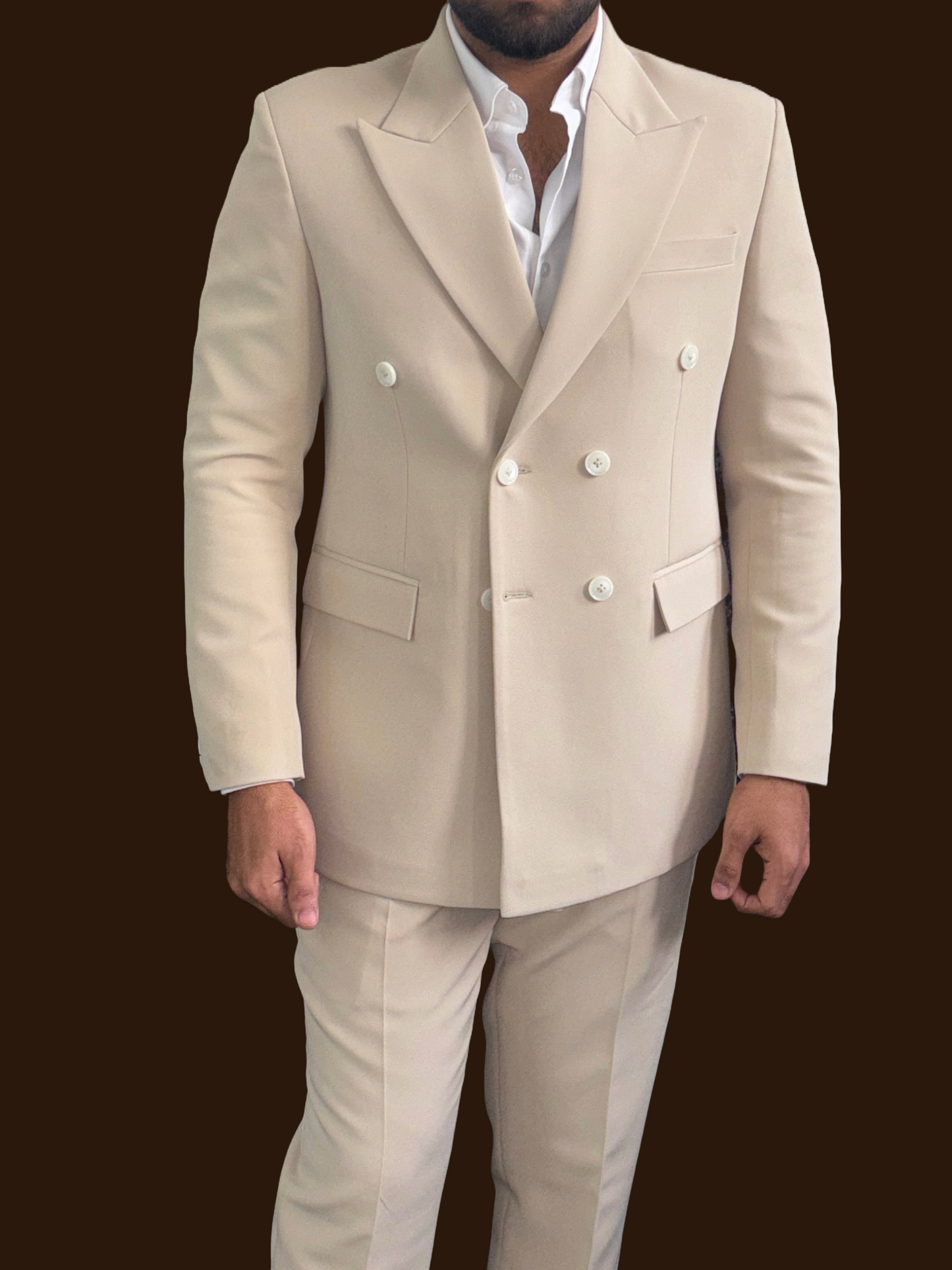 Premium Double Breasted Cream 2 Pc Suit
