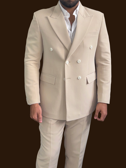 Premium Double Breasted Cream 2 Pc Suit