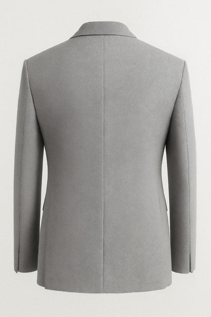 Elegant White Black Textured Blazer