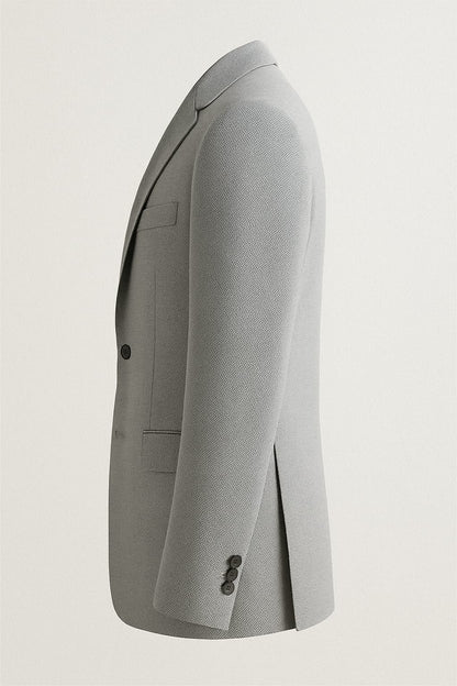 Elegant White Black Textured Blazer
