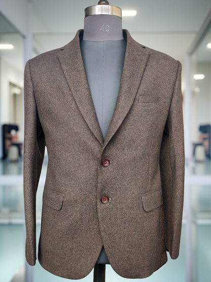 Refined Tweed Brown Melange Blazer