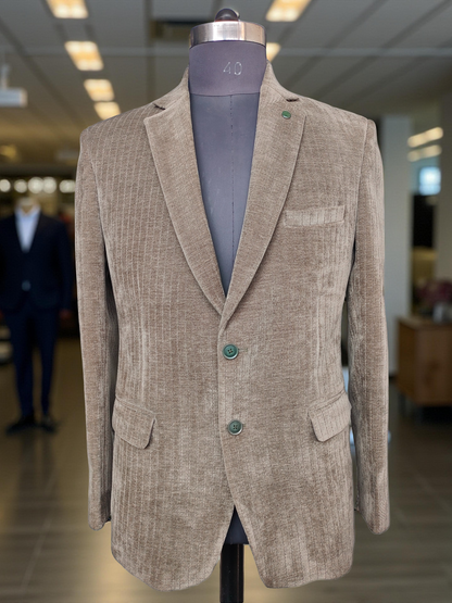 Exquisite Corduroy Taupe Green Blazer
